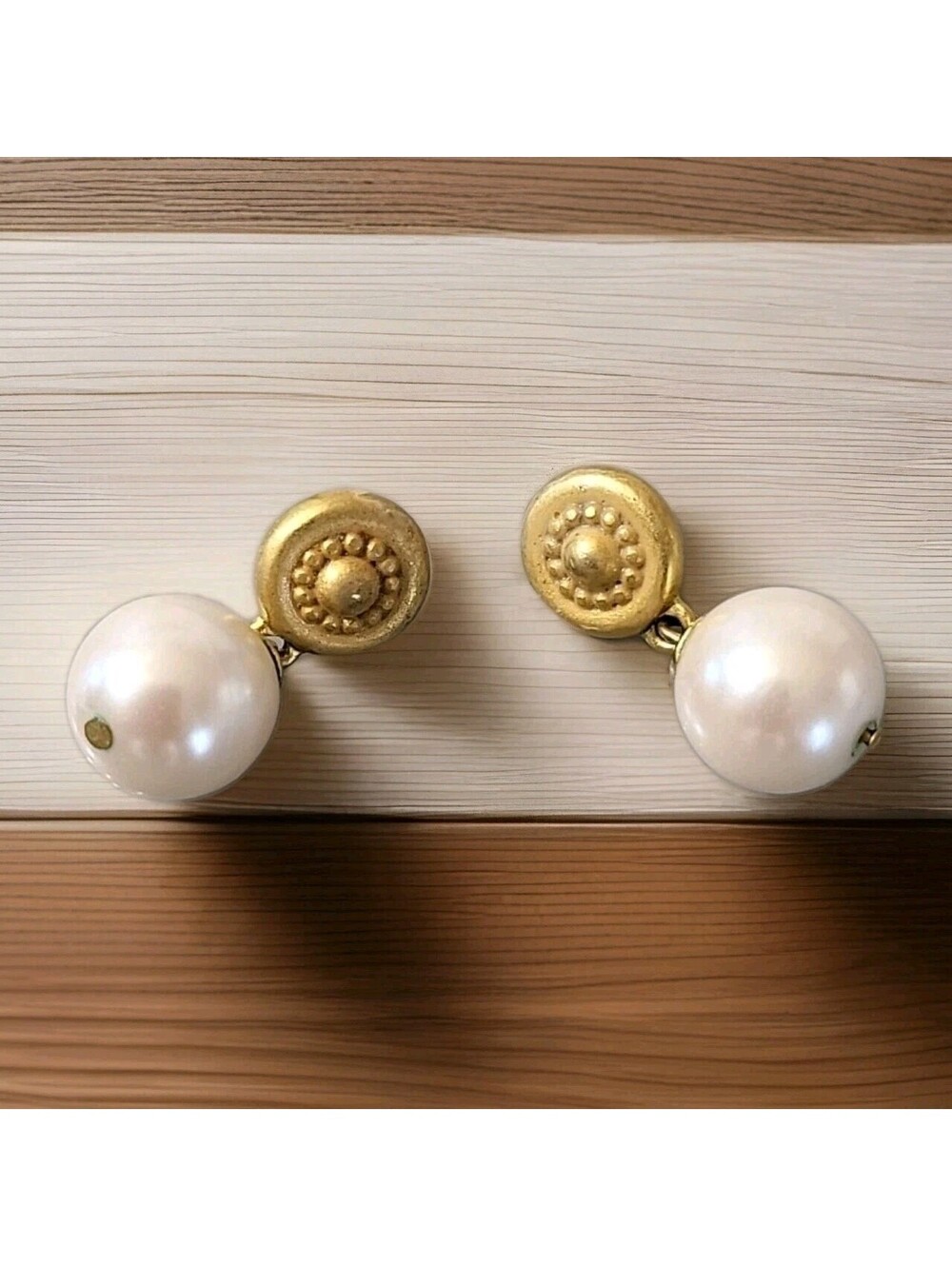 Vintage Gold Tone Pearl Earrings Beautiful See Pics Beautiful 😍 K77